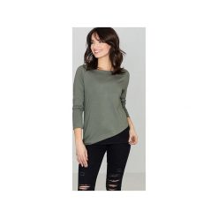 Bluzka K321 Oliwka. Zielone bluzki damskie marki Lenitif, xl, bez wzorów, z szyfonu, z asymetrycznym kołnierzem, bez rękawów. Za 89,00 zł.