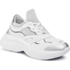 Sneakersy KARL LAGERFELD - KL61820 White Lthr/Text W/Silver. Białe półbuty damskie KARL LAGERFELD, ze skóry ekologicznej. Za 929,00 zł.