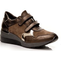 POLSKIE PÓŁBUTY SNEAKERSY NOWY WZÓR N212 SKÓRA BRĄZOWE. Pomarańczowe półbuty damskie CALZADO, ze skóry. W wyprzedaży za 279,99 zł.