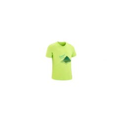 Koszulka turystyczna MH 100 dla chłopców. Zielone t-shirty chłopięce QUECHUA, bez wzorów, z elastanu, bez rękawów. Za 24,99 zł.