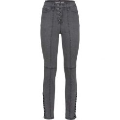 Dżinsy SKINNY ze sznurowaniem bonprix szary denim. Szare jeansy damskie bonprix. Za 79,99 zł.