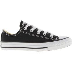 Converse - Tenisówki dziecięce Chuck Taylor All Star. Czarne niskie trampki męskie marki Converse, z aplikacjami, z materiału, klasyczne, bez zapięcia. Za 159,90 zł.
