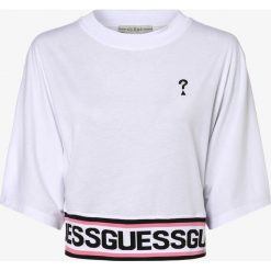 Guess Jeans - Koszulka damska, biały. Białe koszulki damskie Guess Jeans, l, z aplikacjami, z jeansu, bez kołnierzyka, bez rękawów. Za 239,95 zł.