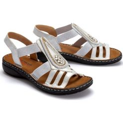 ARTIKER RELAKS 44C2733 srebrny, sandały damskie. Szare koturny damskie Artiker Relaks, bez wzorów, ze skóry, bez obcasa, na koturnie, bez zapięcia. Za 179,90 zł.