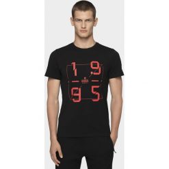 T-shirt męski TSM073 - głęboka czerń. T-shirty męskie 4f, m, bez wzorów, bez kołnierzyka. W wyprzedaży za 49,99 zł.