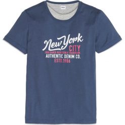 T-shirt w optyce 2 w 1, z nadrukiem, Regular Fit bonprix indygo. Niebieskie koszulki męskie bonprix, s, z nadrukiem, bez kołnierzyka. Za 24,99 zł.