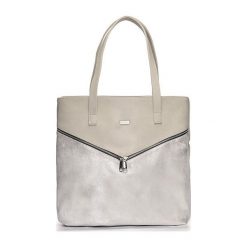 Torba damska shopper bag FELICE Verona Due srebrno-beżowa - Beige. Szare torby damskie na zakupy Felice, bez wzorów, ze skóry ekologicznej, bez dodatków. Za 139,99 zł.