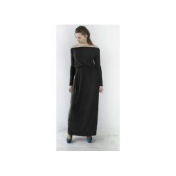 SUKIENKA LONG MAXI CZARNA. Czarne długie sukienki marki Meleksima, l, z materiału, z długim rękawem, oversize. Za 125,30 zł.