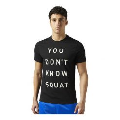Reebok Koszulka męska Dont Know Squat czarna r. L (BQ8288). Czarne t-shirty męskie marki Reebok, l. Za 99,90 zł.
