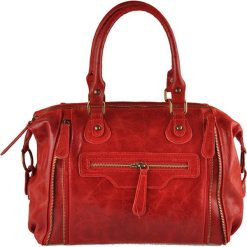 Torebki klasyczne damskie: Skórzana torebka w kolorze czerwonym – 36 x 27 x 11 cm