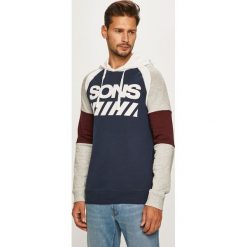 Only & Sons - Bluza. Niebieskie bluzy męskie Only & Sons, s, z nadrukiem, z bawełny, z kapturem, bez rękawów, z kapturem. W wyprzedaży za 89,90 zł.