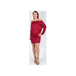 KATIA - XS - 4XL _ dzianinowa sukienka - bordowa. Czerwone sukienki damskie marki Collibri, s, bez wzorów, z dzianiny, bez kołnierzyka, z długim rękawem, długie, dopasowane. Za 159,00 zł.