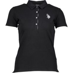 Koszulka polo w kolorze czarnym. Czarne bluzki z odkrytymi ramionami U.S. Polo Assn., xs, z haftami, polo. W wyprzedaży za 217,95 zł.