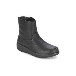 Botki FitFlop LOAFF SHORTY ZIP BOOT. Czarne botki damskie FitFlop, bez obcasa, bez zapięcia. W wyprzedaży za 398,30 zł.