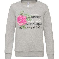 Bluza dresowa bonprix szary melanż. Szare bluzy z nadrukiem damskie bonprix, z dresówki. Za 59,99 zł.