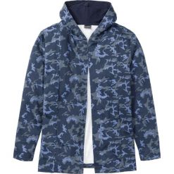 Dłuższa bluza rozpinana Slim Fit bonprix niebieski z nadrukiem. Niebieskie bluzy męskie bonprix, s, z nadrukiem, z kapturem, bez rękawów, z kapturem. Za 109,99 zł.