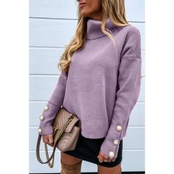 Sweter damski DELIRA PURPLE. Fioletowe bluzy damskie IVET, bez wzorów, z materiału, bez rękawów, bez kaptura. W wyprzedaży za 79,00 zł.