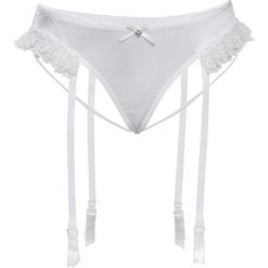 Stringi z paskami do pończoch bonprix biały. Białe stringi damskie marki bonprix. Za 19,99 zł.