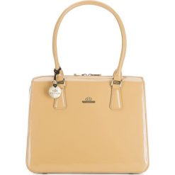 Torebka damska. Brązowe kuferki damskie Wittchen, bez wzorów, ze skóry, eleganckie, lakierowane, bez dodatków. W wyprzedaży za 599,90 zł.