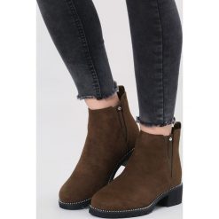 Khaki Botki Parallelism. Brązowe botki damskie lity marki vices, na jesień, z materiału, z okrągłym noskiem. Za 119,99 zł.