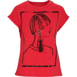 Koralowy T-shirt Mean. Pomarańczowe t-shirty damskie marki Born2be, xl, z nadrukiem, z dzianiny, z okrągłym kołnierzem. Za 69,99 zł.