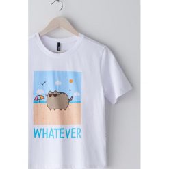 Koszulka Pusheen - Biały. Białe koszulki damskie Sinsay, s, bez wzorów, bez kołnierzyka, bez rękawów. Za 29,99 zł.