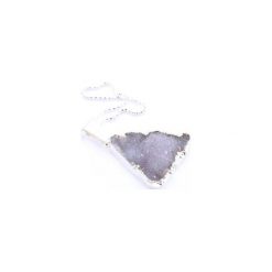 Colare Druza Agatu Natural srebro. Szare naszyjniki damskie marki Brazi druse jewelry, z agatem, srebrne. Za 170,00 zł.