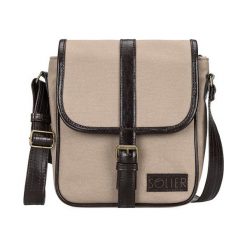 Skórzana torba na ramię / tablet Solier VITOR beżowa. Brązowe torby męskie skórzane Solier, w paski, z bawełny, eleganckie. Za 199,90 zł.