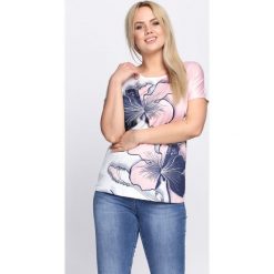 Biała Bluzka Narration. Białe bluzki damskie Born2be, xl, z nadrukiem, z dzianiny, z okrągłym kołnierzem, z krótkim rękawem. Za 39,99 zł.