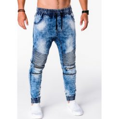 SPODNIE MĘSKIE JOGGERY P677 - NIEBIESKIE. Niebieskie joggery męskie Ombre Clothing, z bawełny. Za 89,00 zł.