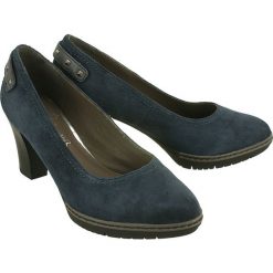 JANA 22403-27 navy suede, czółenka damskie. Niebieskie czółenka damskie Jana, bez wzorów, ze skóry, bez obcasa, na obcasie. Za 269,00 zł.