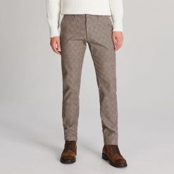Spodnie chino w kratkę - Beżowy. Brązowe spodnie męskie Reserved, m, w kratkę. Za 129,99 zł.
