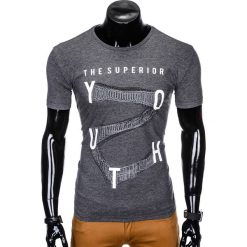T-shirty męskie: T-SHIRT MĘSKI Z NADRUKIEM S964 - GRAFITOWY