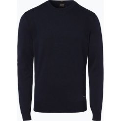 BOSS Casual - Sweter męski z dodatkiem kaszmiru – Kosawiros, niebieski. Niebieskie swetry klasyczne męskie marki BOSS Casual, l, z kaszmiru, z kontrastowym kołnierzykiem. Za 499,95 zł.