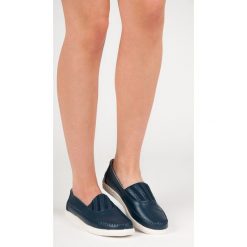 Wsuwane mokasyny ze skóry vinceza LUCITA. Niebieskie mokasyny damskie Vinceza, bez wzorów, ze skóry, bez obcasa, bez zapięcia. Za 109,90 zł.