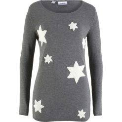 Sweter bonprix szary melanż. Szare swetry klasyczne damskie bonprix. Za 74,99 zł.