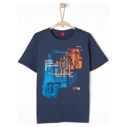S.Oliver T-Shirt Chłopięcy S Niebieski. Niebieskie t-shirty chłopięce z długim rękawem S.Oliver, z nadrukiem. Za 39,00 zł.
