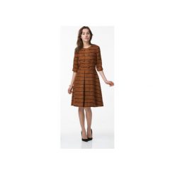 SUKIENKA WEŁNIANA BOHO. Pomarańczowe sukienki damskie marki Zoee, na jesień, l, bez wzorów, z poliesteru, vintage, bez kołnierzyka, bez rękawów, rozkloszowane. Za 200,00 zł.