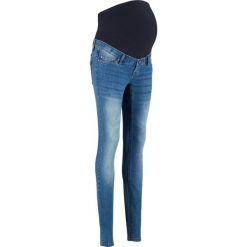 Dżinsy SKINNY ciążowe bonprix niebieski "stone”. Niebieskie jeansy damskie bonprix, w paski, z jeansu. Za 129,99 zł.