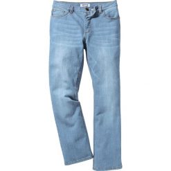 Dżinsy ze stretchem Slim Fit Bootcut bonprix niebieski "bleached”. Niebieskie jeansy męskie bonprix, m, bez wzorów, z jeansu, klasyczne. Za 109,99 zł.