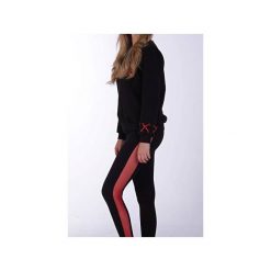 Red Stripes Leggins. Czarne legginsy damskie Kingsize, s, w paski. Za 99,00 zł.