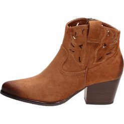 Botki damskie, kowbojki VINCEZA 10540 CAMEL. Brązowe botki damskie Vinceza, z zamszu, klasyczne, na wysokim obcasie, na obcasie, bez zapięcia. W wyprzedaży za 169,00 zł.
