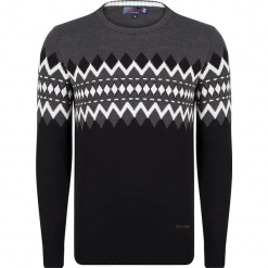 Sweter w kolorze szaro-czarnym. Czarne swetry klasyczne męskie Giorgio di Mare, m, z bawełny, z okrągłym kołnierzem. W wyprzedaży za 152,95 zł.