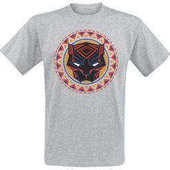 T-shirty męskie: Black Panther Logo in Circle T-Shirt odcienie szarego