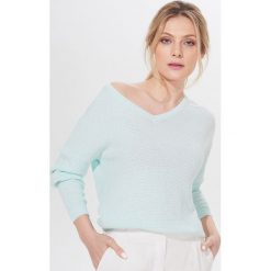 Basicowy sweter o ryżowym splocie - Niebieski. Niebieskie swetry damskie Mohito, xl, bez wzorów, ze splotem, bez rękawów, bez kaptura. Za 79,99 zł.