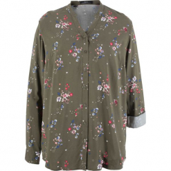 Bluzka z wiskozy, długi rękaw bonprix ciemnooliwkowy z nadrukiem. Zielone bluzki longsleeves bonprix, z nadrukiem, z wiskozy. Za 69,99 zł.