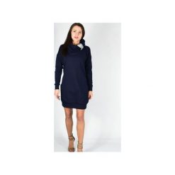 CARMEN sukienko-bluza golf komin - granatowa. Niebieskie szaliki damskie marki Collibri, na zimę, z dresówki. Za 189,00 zł.
