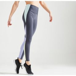 Legginsy fitness cardio damskie 500 z nadrukiem. Niebieskie legginsy sportowe damskie DOMYOS, m, w paski, z elastanu, na fitness i siłownię. Za 89,99 zł.