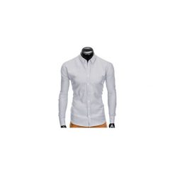 KOSZULA MĘSKA Z DŁUGIM RĘKAWEM K411 - BIAŁA/CZARNA. Białe koszule męskie Ombre Clothing, m, z kontrastowym kołnierzykiem, z długim rękawem. Za 49,00 zł.