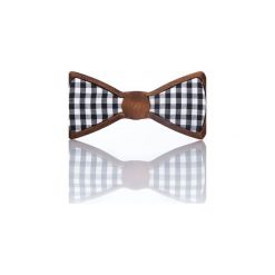 Checker – Drewniana Mucha w Czarno Białą Kratkę. Białe muchy męskie Woodenlife, w kratkę, z bawełny. Za 89,00 zł.